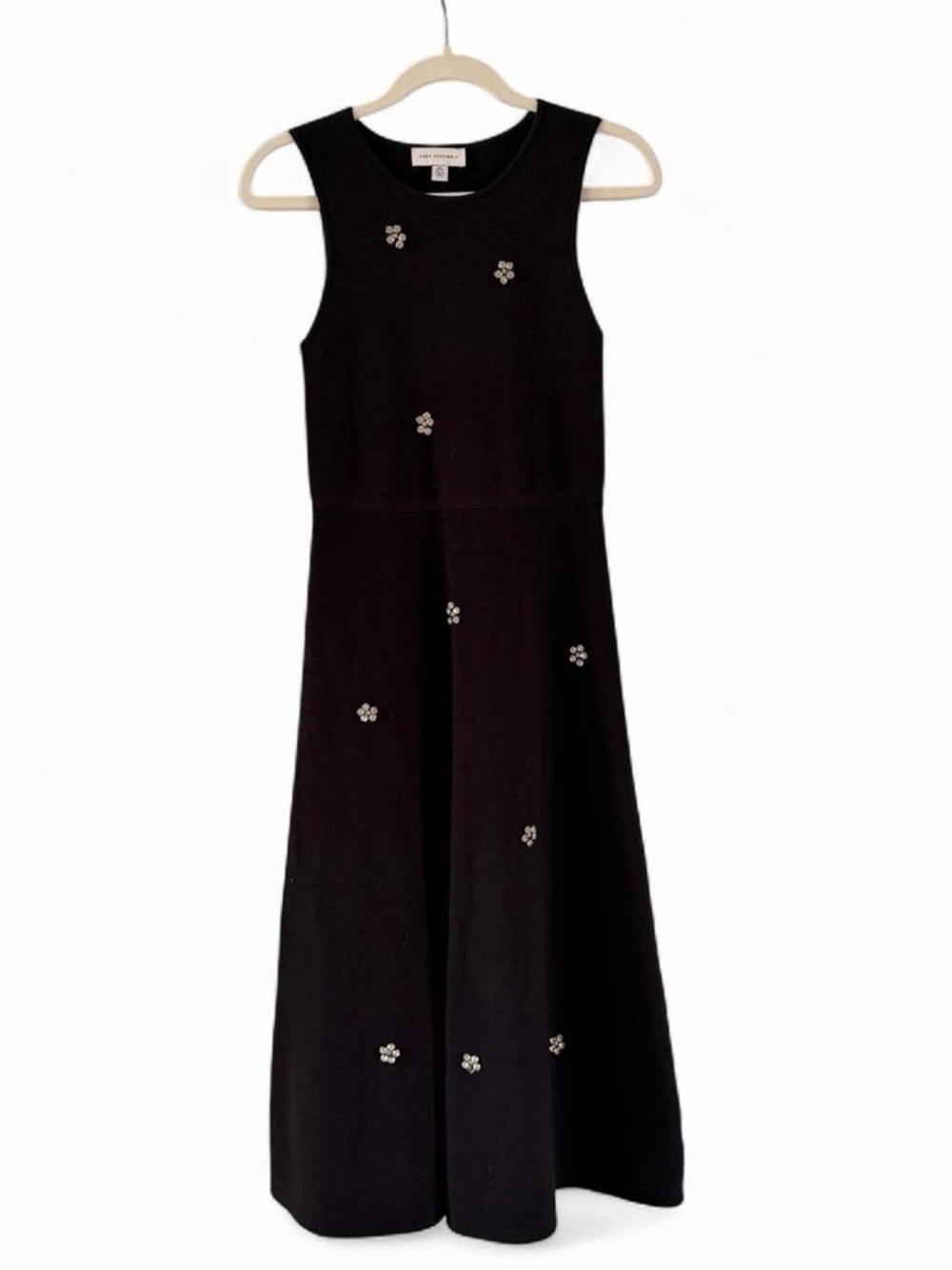 Free Assembly Black Dress with Crystal Embellished Flower Accents- Size XS